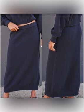 Free People FP Beach Hailee Sweater Skirt Navy Blue Size XS
